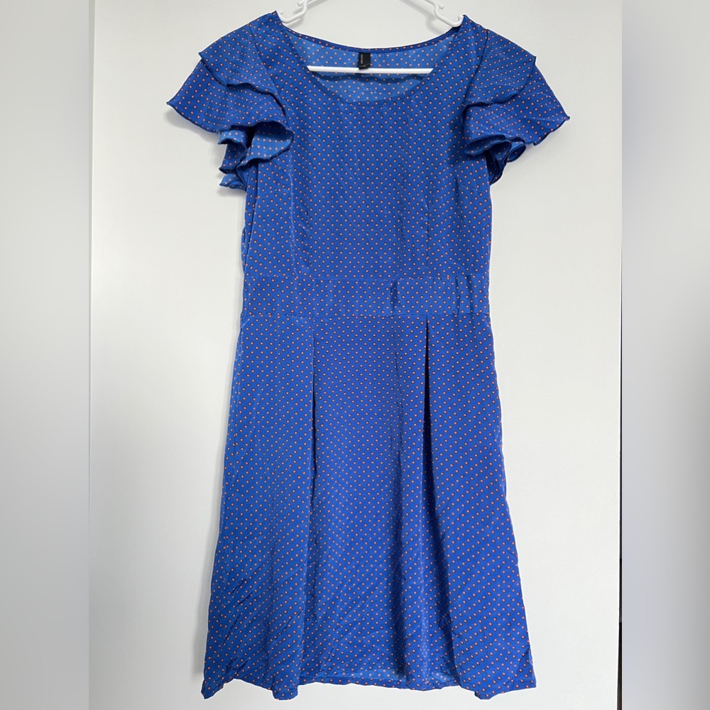 Vero Moda blue dress with orange polka dots